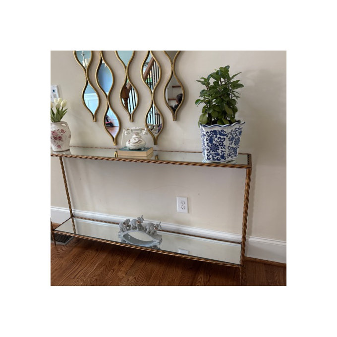 Mercer41 Zanilah Metal Twisted Rope Inspired 1 Shelf Gold Console